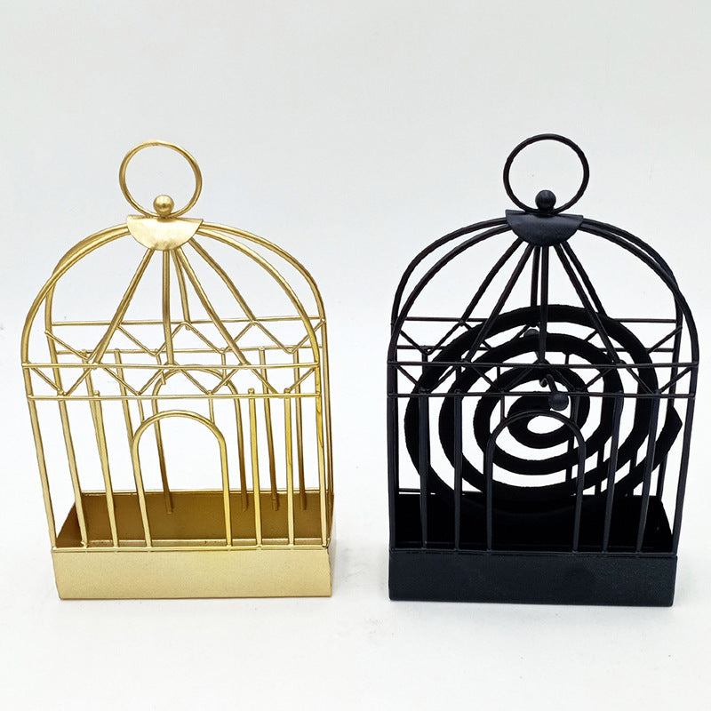 Nordic Style Birdcage Mosquito Coil Holder Golden Mosquito Coil Tray