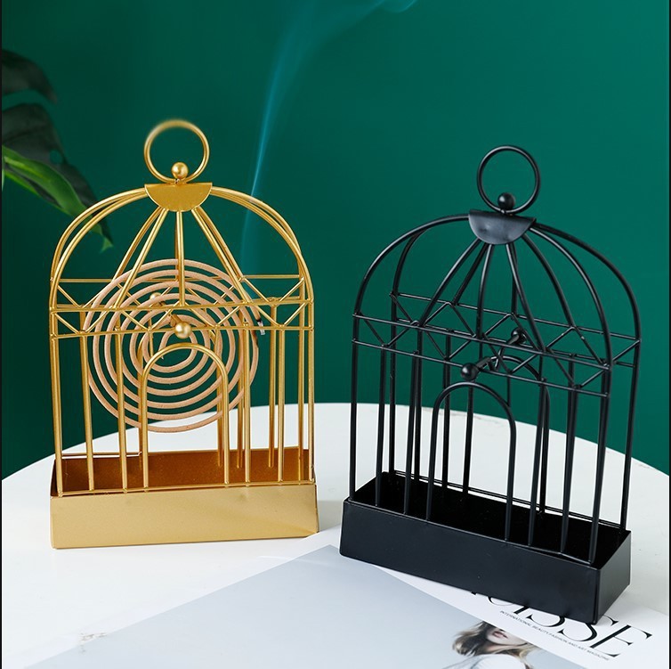 Nordic Style Birdcage Mosquito Coil Holder Golden Mosquito Coil Tray