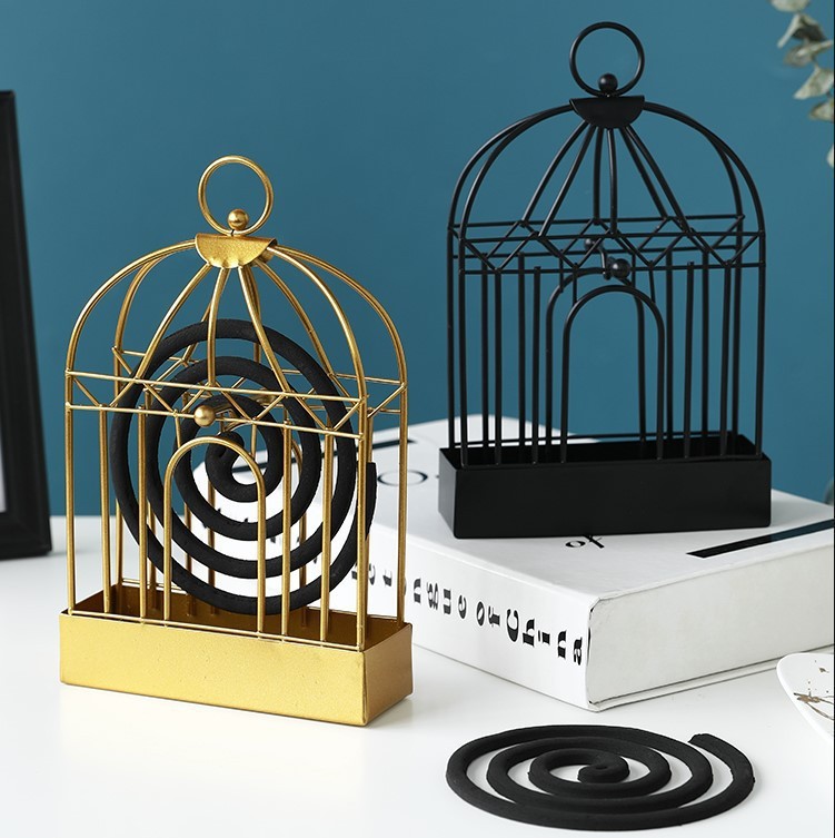 Nordic Style Birdcage Mosquito Coil Holder Golden Mosquito Coil Tray